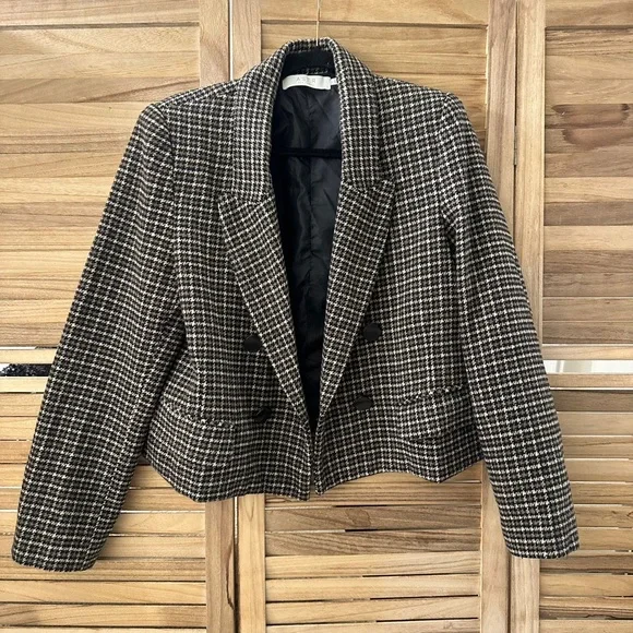 ASTR Croped Rachel blazer in a brown houndstooth pattern Size L - Picture 3 of 6